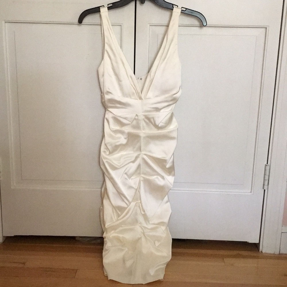 White formal tight fitting dress